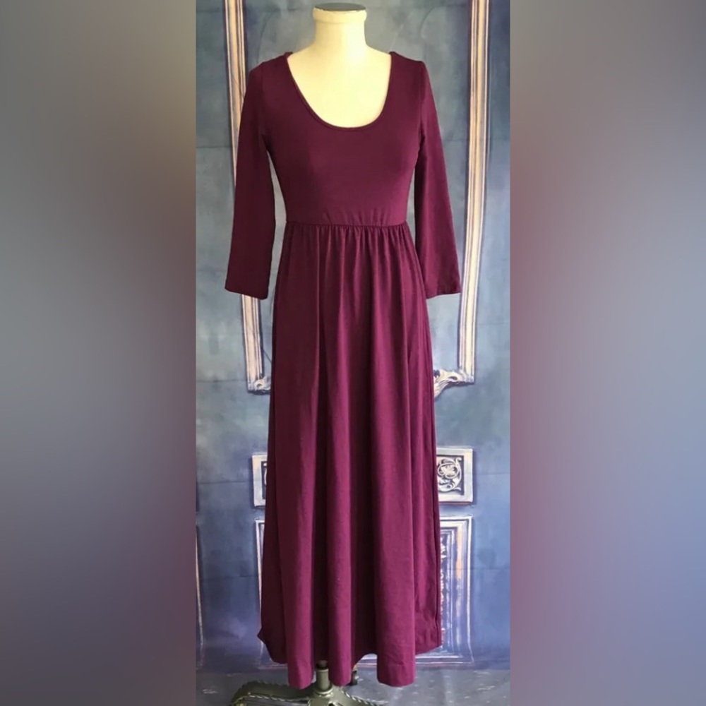 Journey Five Aubergine 3/4 Sleeve Maxi‎ Dress SMALL